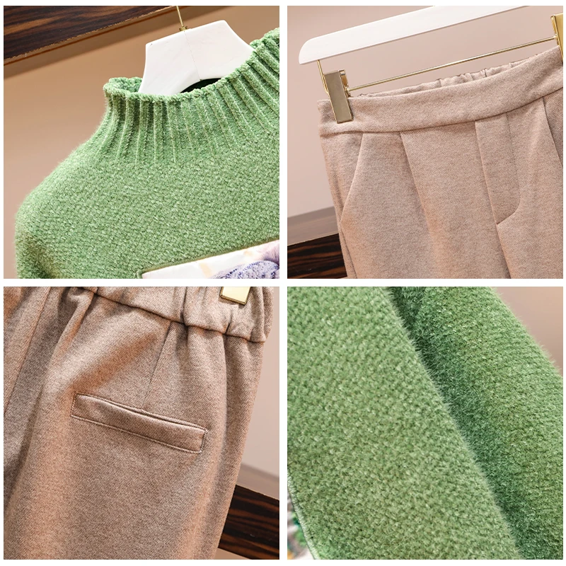 Женский спортивный костюм большого размера плюс свитер + штаны комплект из двух