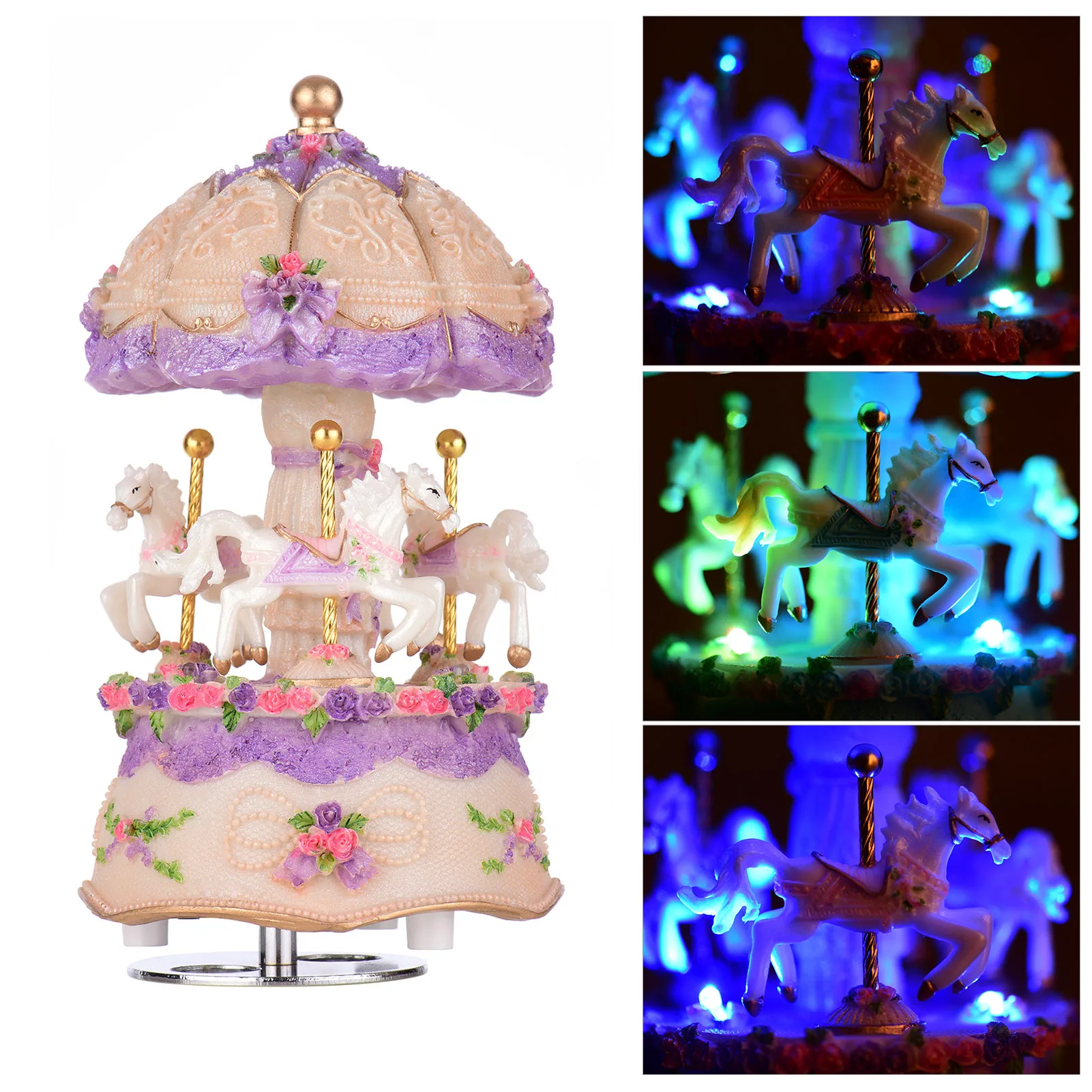 

ammoon Music Box Musical Box Windup Music Carousel with Colorful Change LED Luminous Light Best Gift Melody-Castle in The Sky