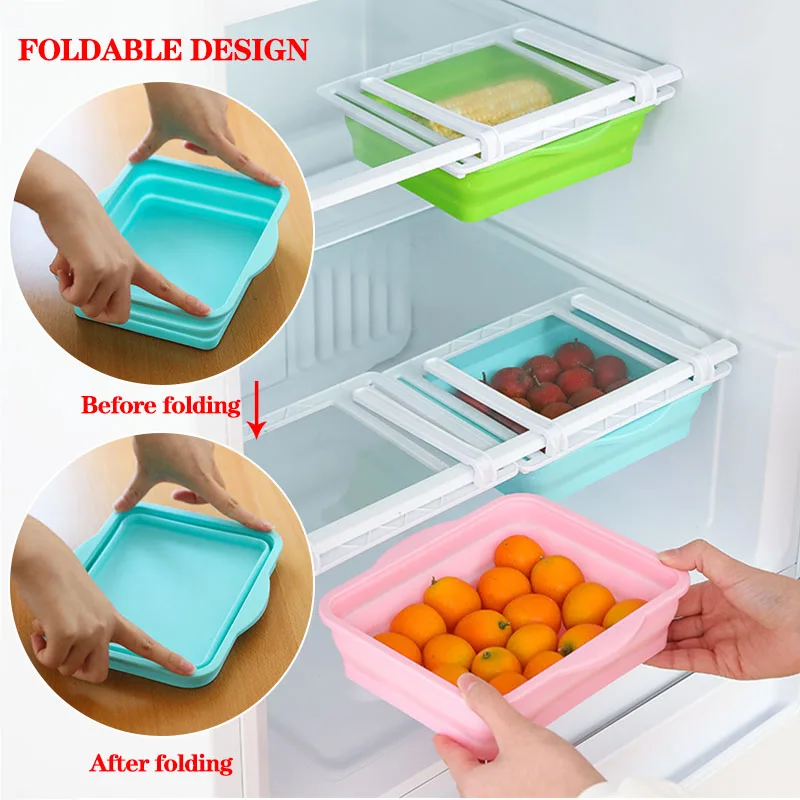 

Kitchen Storage Drawer Refrigerator Storage Box Food Storage Boxes Kitchen Organizer Foldable Fresh-Keeping Storage Container