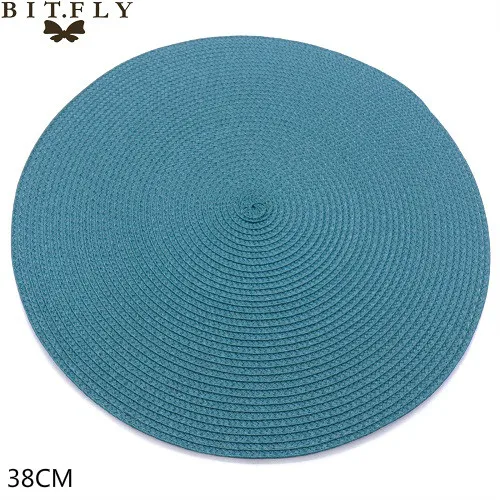 teal blue 4 шт PP коврик для обеденного стола, тканый коврик для столовых приборов, термостойкие чаши, кофейные чашки, подставка для посуды, коврик для дома, кухни, вечерние принадлежности - Цвет: teal blue