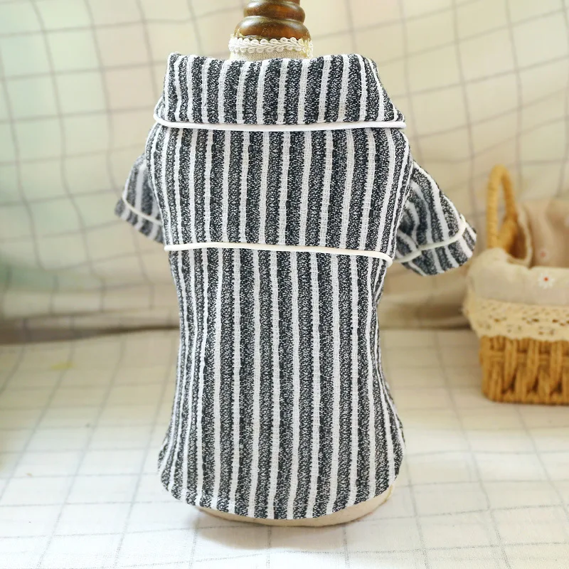 Хлопковый банный халат для собаки ночная рубашка щенка полосатая Пижама