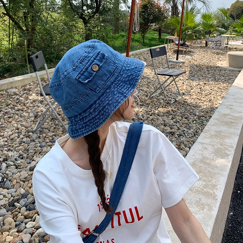 

Versatile retro style casual cowboy fisherman hat day line pocket design summer sunshade basin hat sunshade hat men and women