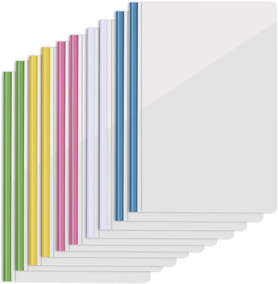 Slider report, 10 clear plastic folders, for A4 Hijri presentation, 5 colors