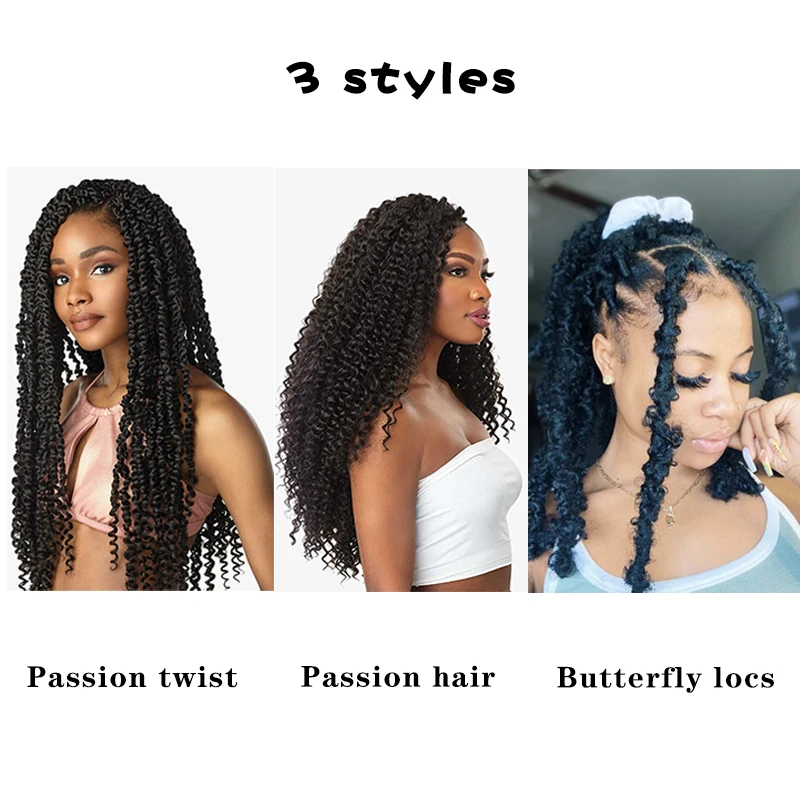 Косички для вязания крючком Butterfly Locs Passion кудрявые афро Длинные 18 дюймов богемные