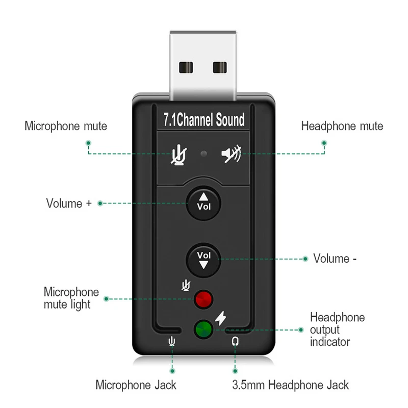 Oppselve External USB Virtual 7.1 Channel 3D Speaker Audio Microphone Sound Card Mic Adapter 3.5mm Jack Stereo Headset Converter | Мобильные