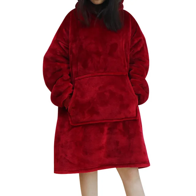 

Zoulv 2021 Winter Oversized Hoodie Fleece Blanket With Sleeves Sweatshirts Plaid Adult Giant Bluza Woman Damska Sudadera Mujer