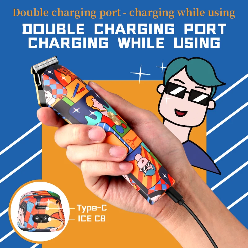 Kemei T-Outliner беспроводной модный граффити триммер для мужчин с нулевым эффектом