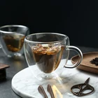Стакан для напитков, чайные чашки, двухслойная чайная кружка, термостойкая креативная двухслойная стеклянная кружка в форме сердца для сока, чашка для молока и кофе