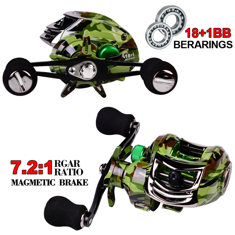 2020 New Baitcasting Reels Casting 10KG/22LB Drag Fishing 18 + 1BB High Speed 7.2:1 Super Metal Magnetic Brake Reel | Спорт и