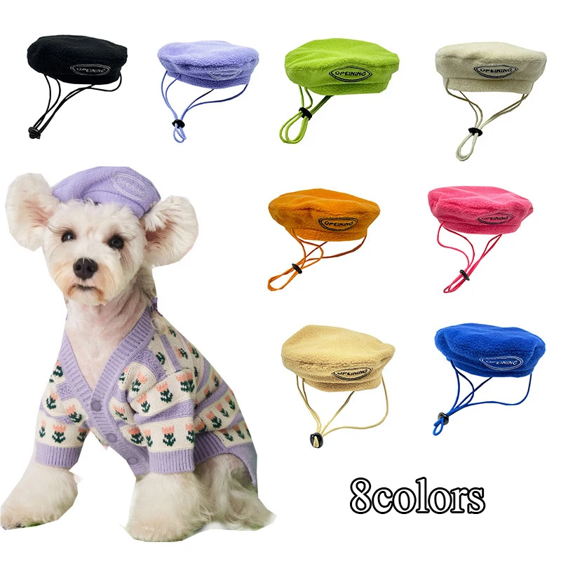 

Fashion Colorful Pet Adjustable Rope Beret for Small Dogs Puppy Photography Props Hat Dog Accessories Decorative Pet Supplies