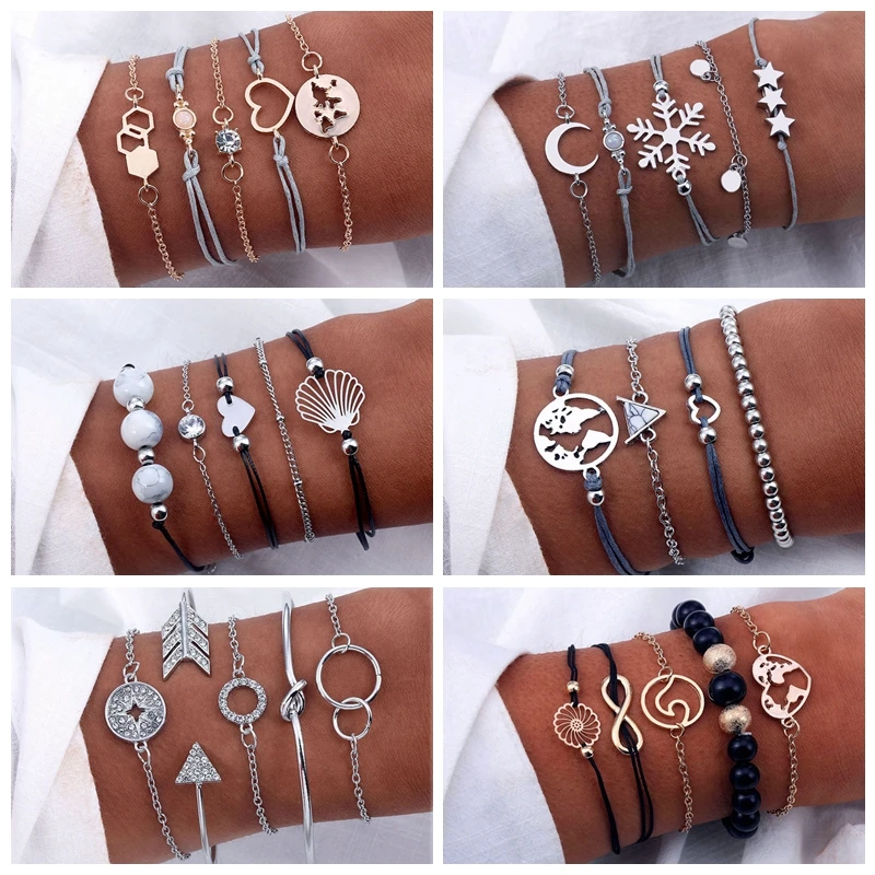 17IF браслеты для женщин украшения подарки девочек бохо золотой шармов браслет