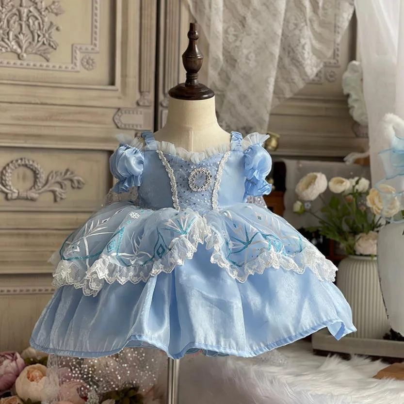 

Spanish Turkish Palace Style Princess Ball Gown Lace Mesh Stitching Sweet Cute Birthday Party Girl Lolita Dress A442