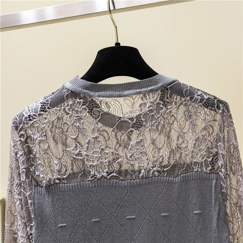 Женский вязаный свитер GIGOGOU тонкий Однотонный пуловер с круглым вырезом