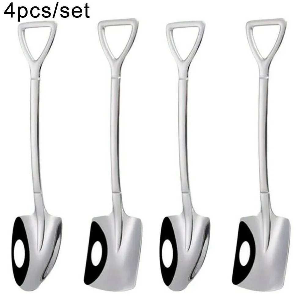 

4x Stainless Steel Spoons Silver/Gold 15.4*3.4cm Coffee Spoon Retro Shovel Ice Cream Tea Spoon Tableware In Stock