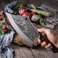 butcher chopper cleaver knife sharp tiger picture blade wenge handle stainless steel knives meat slaughter chopper cooking tools