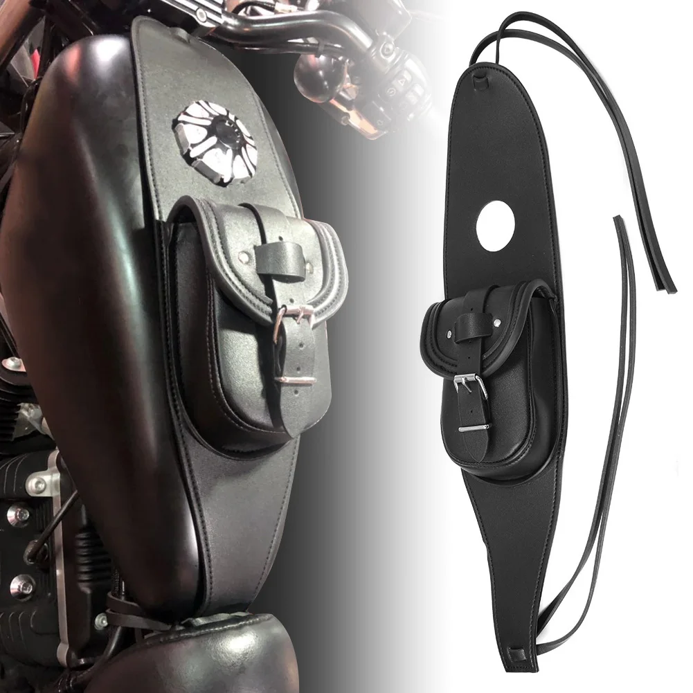 

Black Motorcycle Gas Fuel Tank Dash Console Center Pouch Bag PU Leather for Harley Sportster XL 883 1200 Models