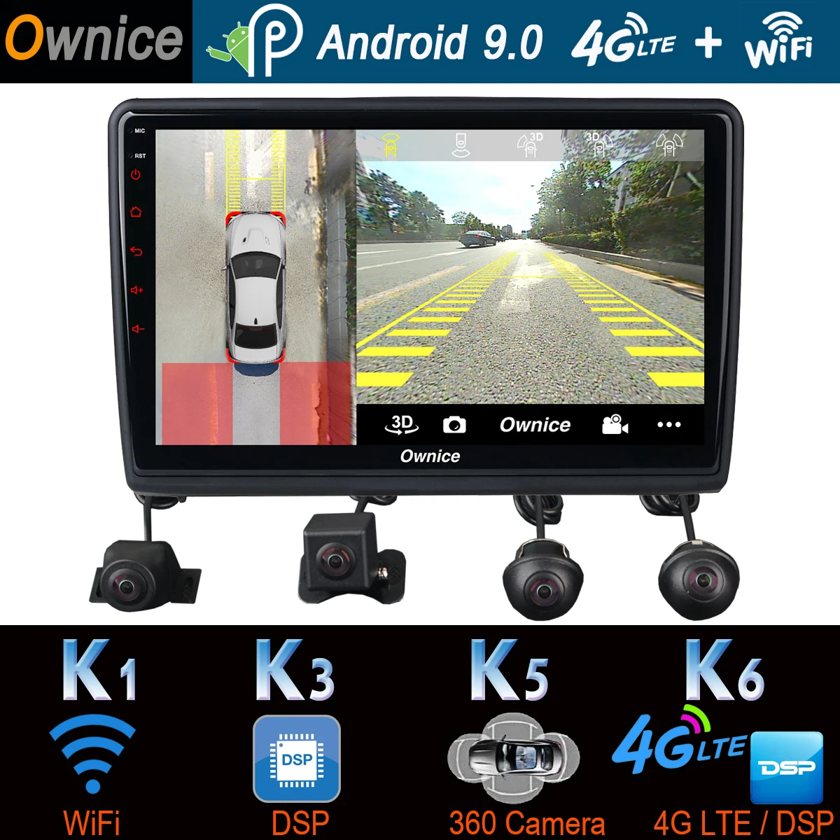 1din панорамная камера 360 ° 4G LTE WiFi Android 8. 1 4 + 64G SPDIF DSP CarPlay Автомобильный