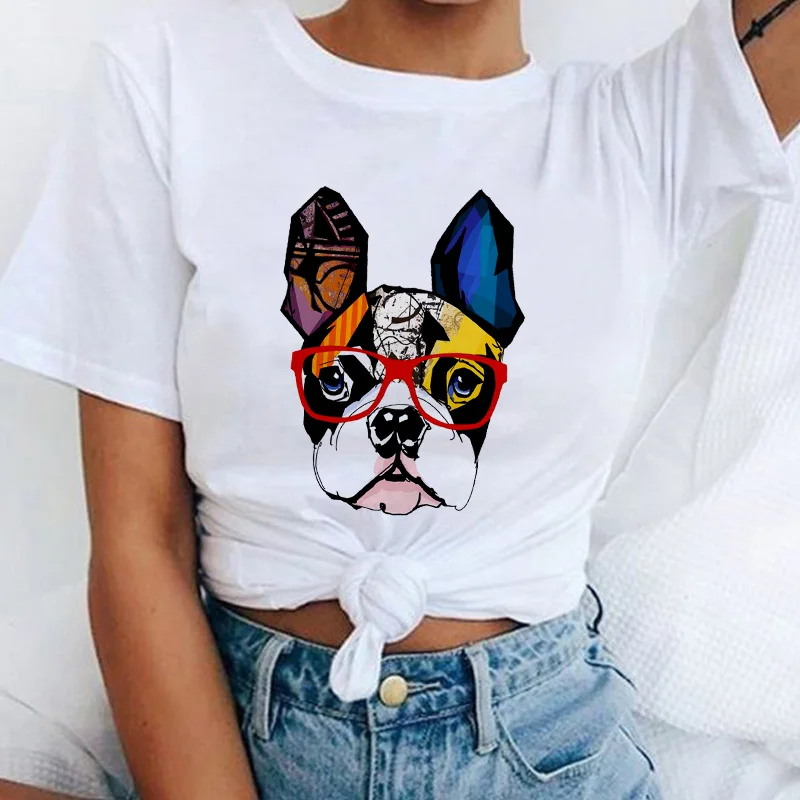 

Women Oversized T-shirt 2021 French bulldog Harajuku print Summer female Short Sleeve Tops &Tees graphic t shirts PLUS SIZE XXXL