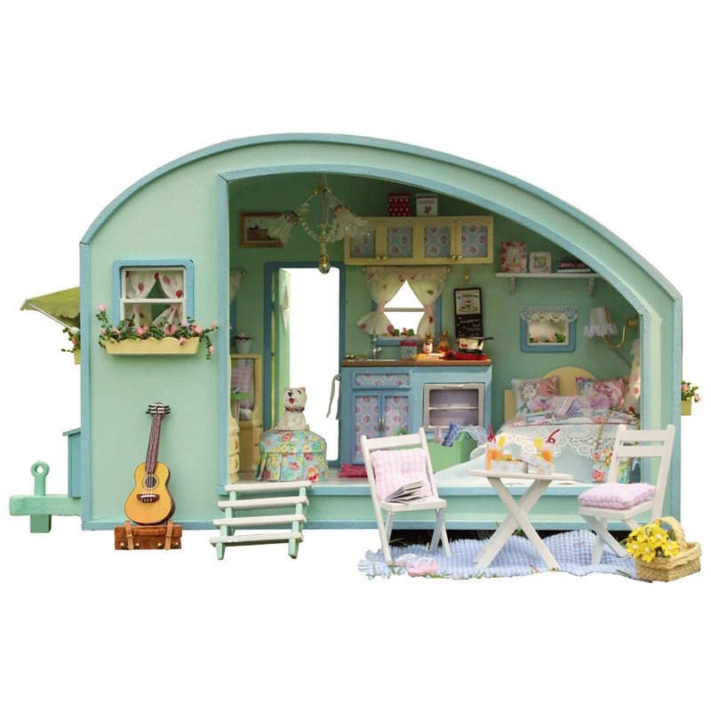 

Деревянный кукольный домик «сделай сам» с мебелью, Набор для творчества, кукольные дома, домик для миниатюра, игрушки для детей и взрослых, Р...