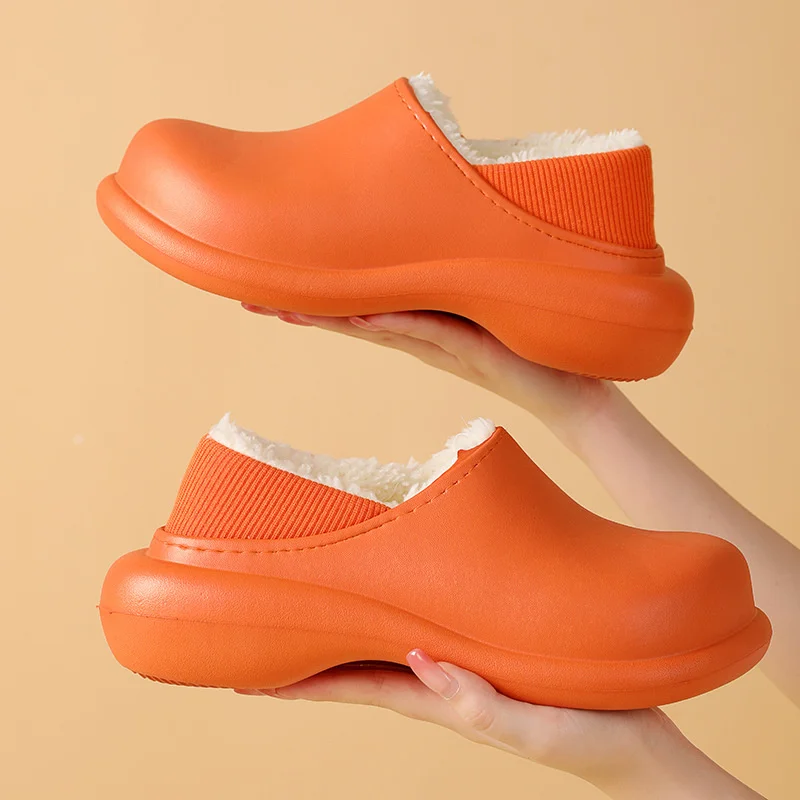 

Women's leather waterproof slippers, flats, outdoor sandals, winter
