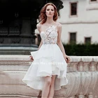 Женское Короткое свадебное платье, кружевное пляжное платье невесты с аппликацией, индивидуальный пошив, онлайн магазин, 2021