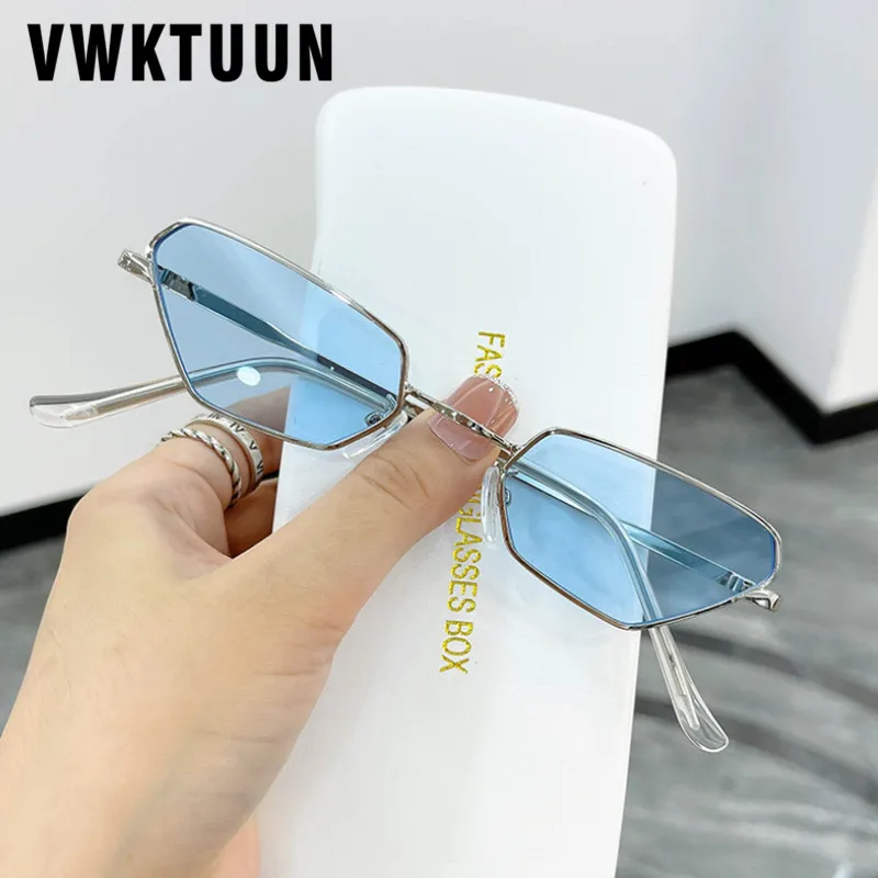 

VWKTUUN Polygon Sunglasses Women Cat Eye Sun Glasses For Women Metal Frame Sunglass Female New Small Design Glasses