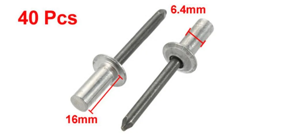 

40pcs 6.4mmx10/13/16mm Rivets Aluminum Round Dome Head Closed End Blind Rivet Fasteners For Machinery Electric Equipment