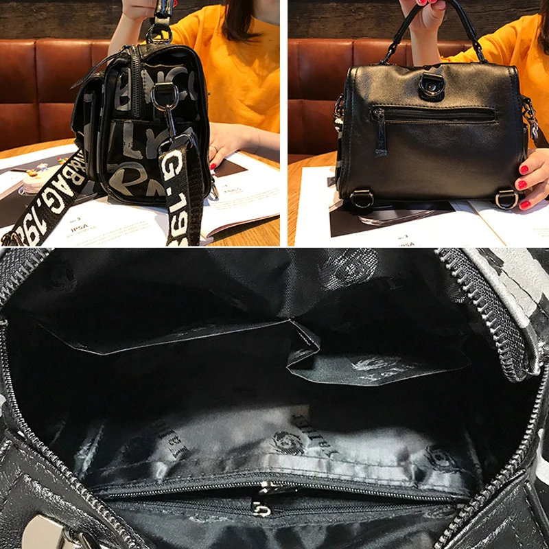 

Rhinestone Women's Bag Microfiber Synthetic Leather Letter Print Purses and Handbags Crossbody Bolso Grande Mujer Luxury Sac