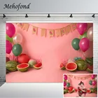 Фоны Mehofond с арбузами, именинным тортом, воздушным шаром, для портретной фотосъемки новорожденных, фотостудии