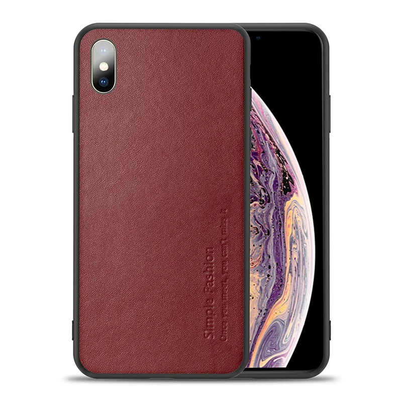 Для iPhone X Xr Xs 11 Pro Max Роскошный чехол из натуральной кожи для iPhone 7 8 Plus анти-осенняя крышка - Цвет: Red
