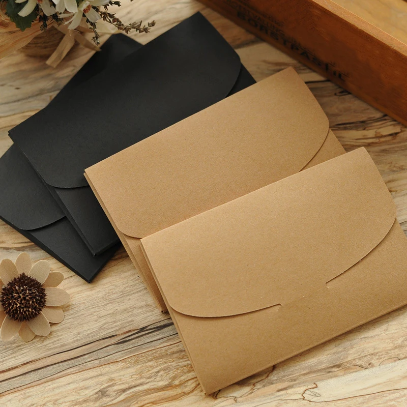 

10pcs Black Kraft Paper Cardboard Envelope Bag Wedding Invitation Cards Packaging Box Photo Postcard Envelope Gift Box&Window