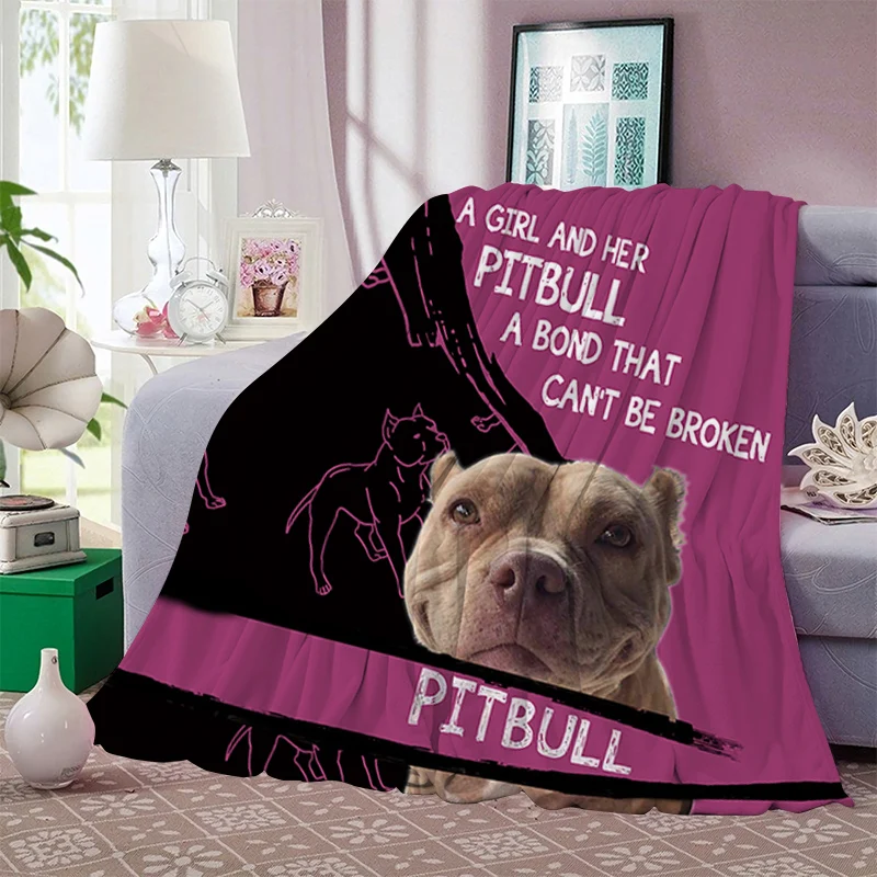 

CLOOCL Animal Flannel Blanket English PitBull Terrier Printing Child Adult Quilt Home Life Picnic Travel Fashion Throw Blanket