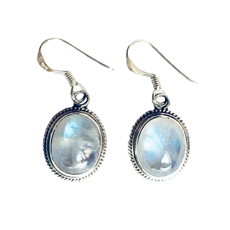 Серьги Крючки из серебра 925 пробы с лунным светом|silver bali earrings|bali silver earringssilver stone |