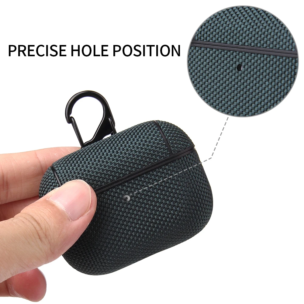 

For Airpods Pro Weave Shockproof Hard Protective Case TWS Wireless Bluetooth Earphone Cover Air Pod Case Cover with Hooks Funda