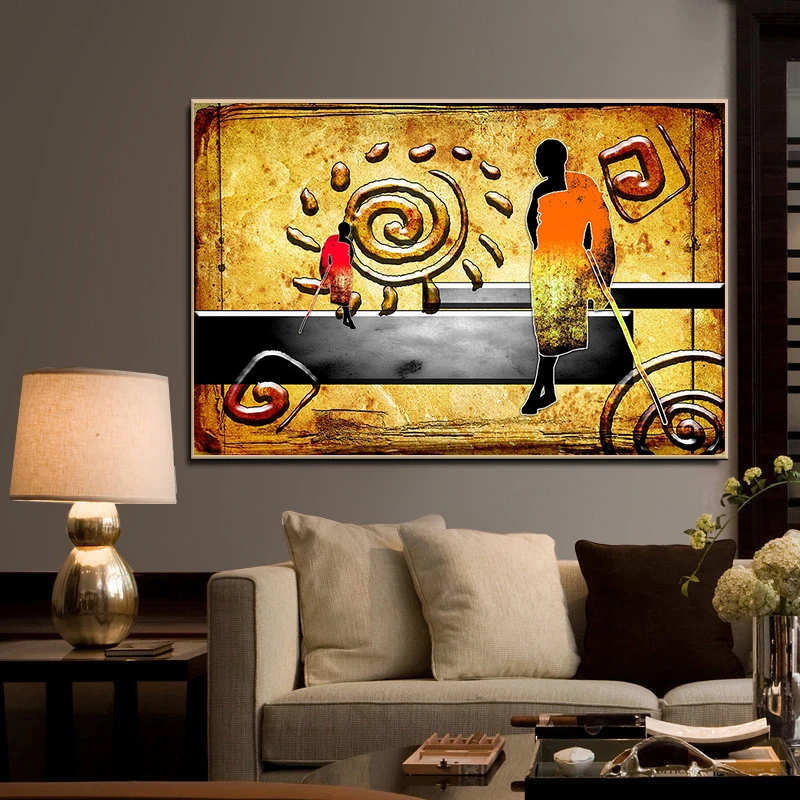 

African art simple character line canvas painting Posters and Prints Wall Picture for Living Room Home Decor No Frame