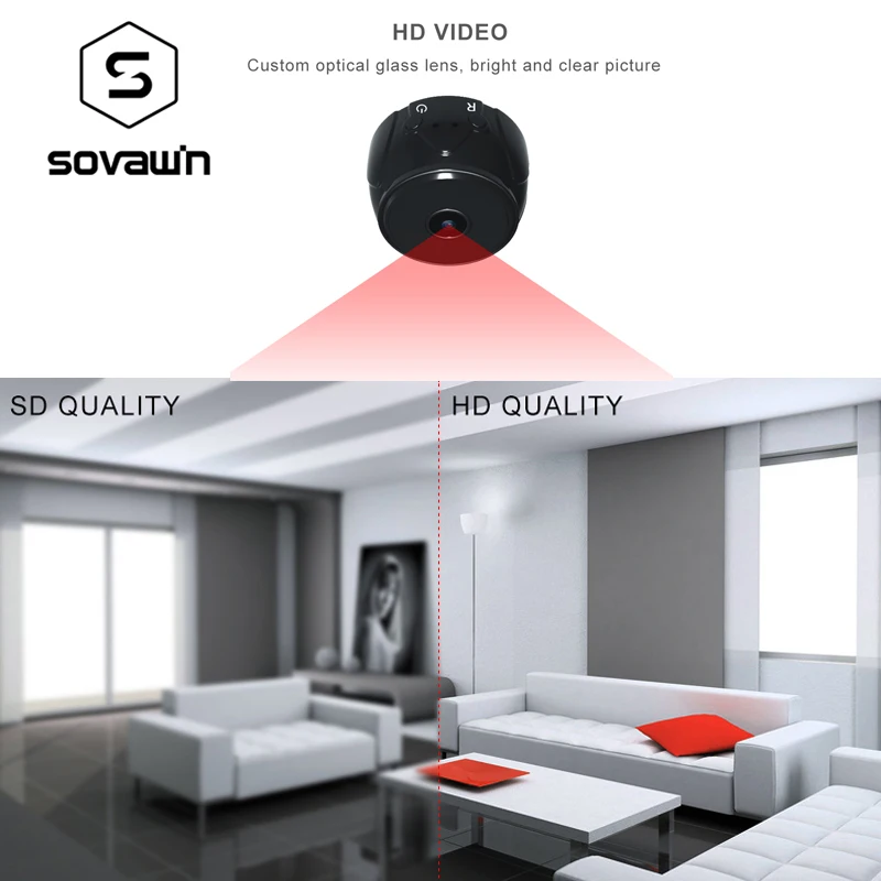SOVAWIN мини камера WIFI красный светильник ночное видение 5 м 720P HD микро Спорт Видео
