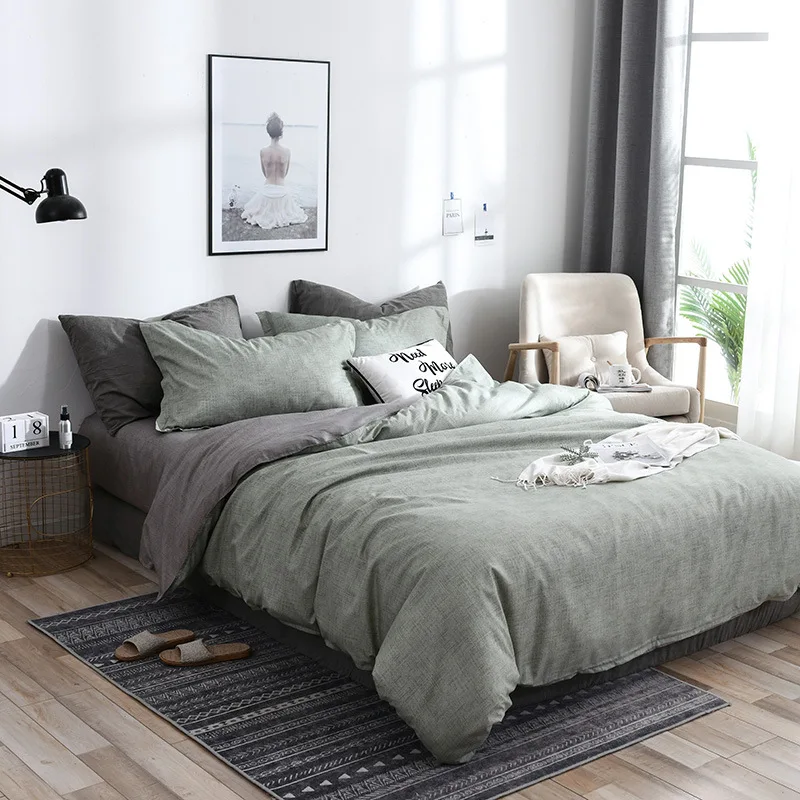 

WARMING Bedding Set 5 Size Pure Color Simplicity For Home Bed Linen Euro 4pcs/Set Quilt Duvet Cover Pillowcase Bed sheet Cover