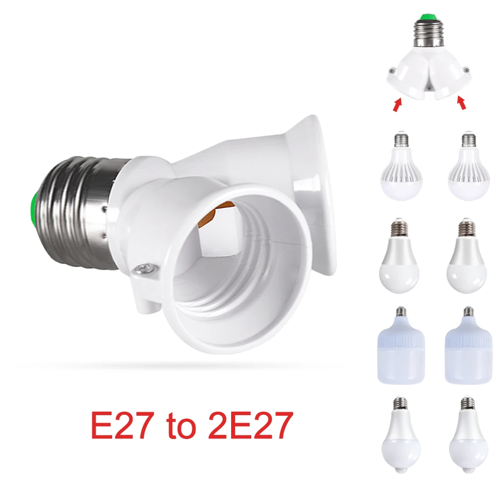 

Converter E27 TO 2E27 Adapter Conversion Socket Fireproof Socket Lamp Holder High Quality Material Fireproof Socket Adapter 220V
