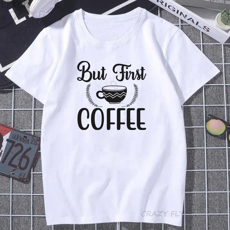 

2021 Coffee Letter Print Women's T-Shir Harajuku Vogue Girl T Shirt Short Sleeve Streetwear Ladies Graphic Summer Female T-Shirt