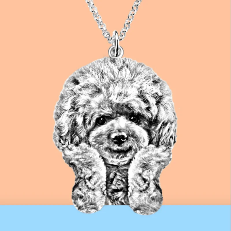 Персонализированное серебряное ожерелье для фотографии питомца кошки кулон с