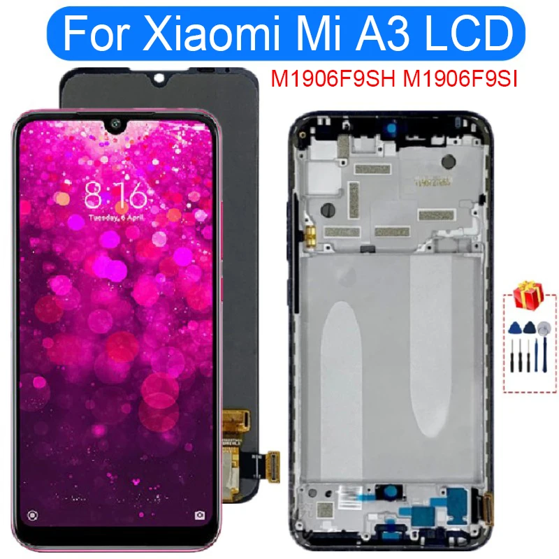 ЖК-дисплей с сенсорным экраном и рамкой для Xiaomi A3 дигитайзер в сборе Mi M1906F9SH M1906F9SI