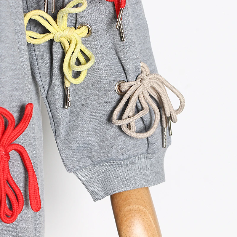 CHICEVER Лоскутные женские платья с бантами круглым вырезом фонарь длинным рукавом