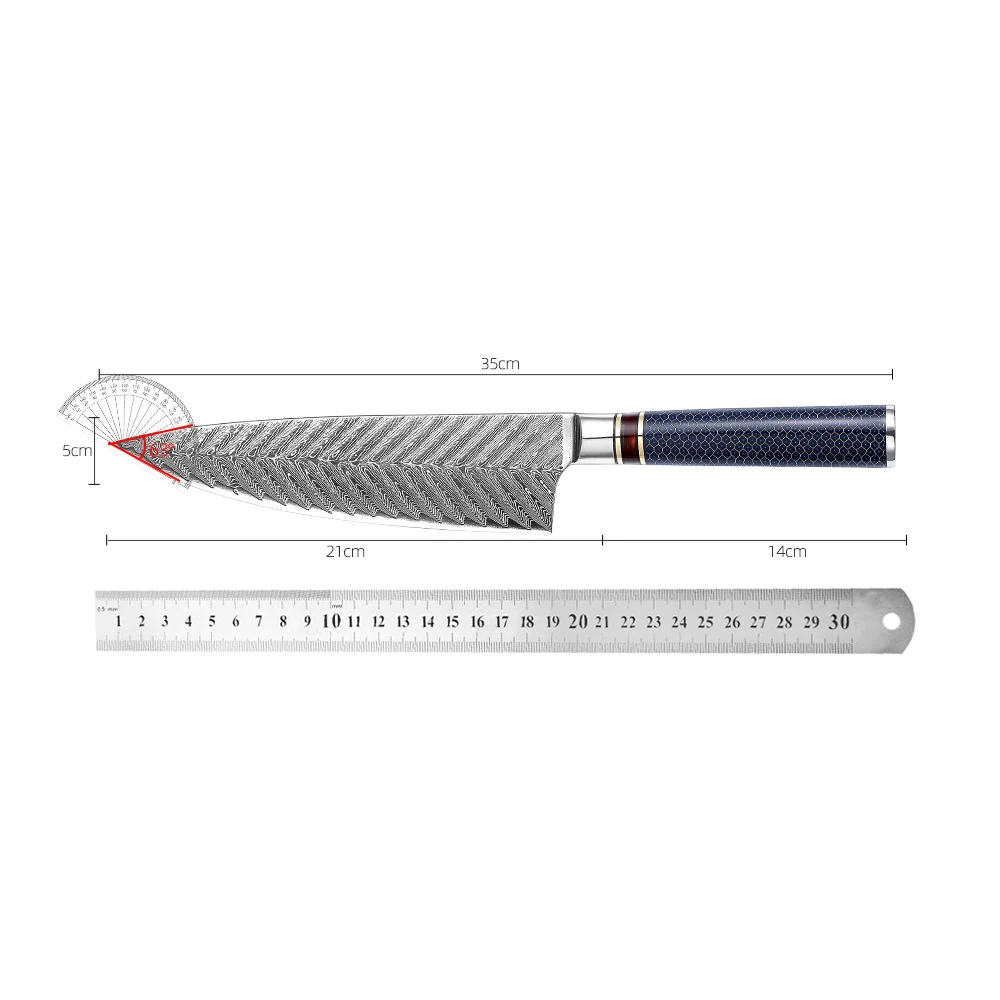 

8.5 Inch 67 Layers VG10 Damascus Steel Fish Bone Texture Kitchen Knife Cutting Meat Very Sharp Chef Knife With Resin Handle