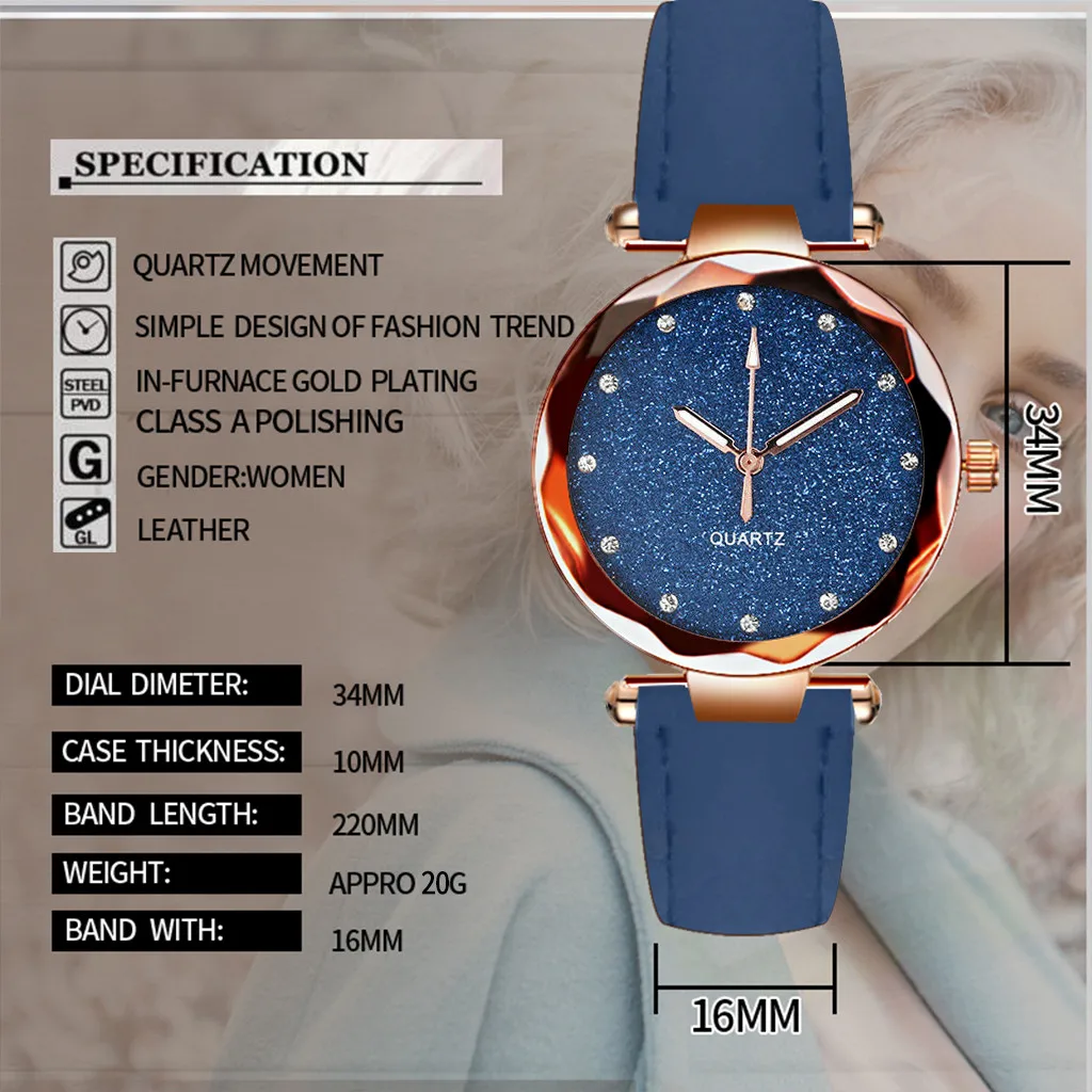 

NEW Ladies fashion Rhinestone Rose Gold Quartz Watch Female Belt Watches