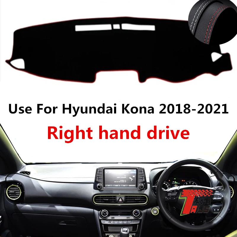 

: TAIJS Factory Protective Classic Leather Car Dashboard Cover For Hyundai Kona 2018 2019 2020 2021 Right hand drive