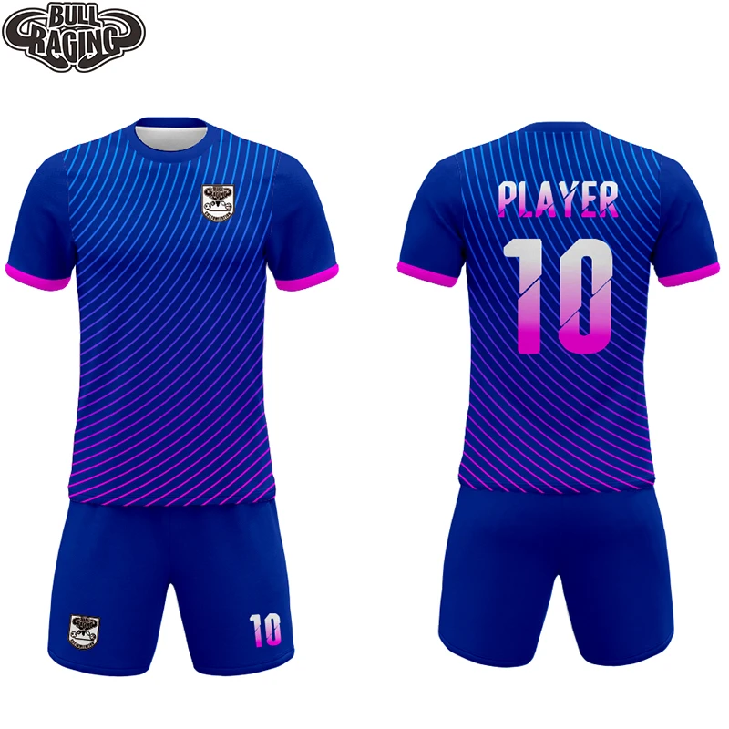 thin stripes navy blue design qiuck dry polyester mesh fabric sublimation custommade football jersey maker soccer jersey