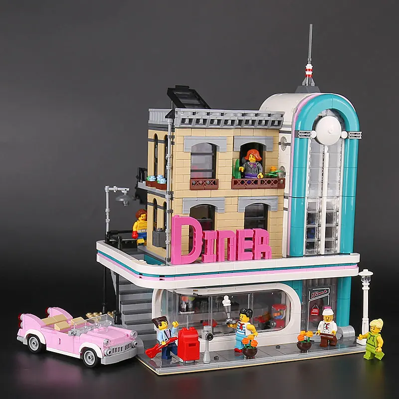 DHL 15037 серия уличных зданий 10260 MOC городской закусочной сборочный блок кирпичи Детские Рождественские подарки Детские игрушки