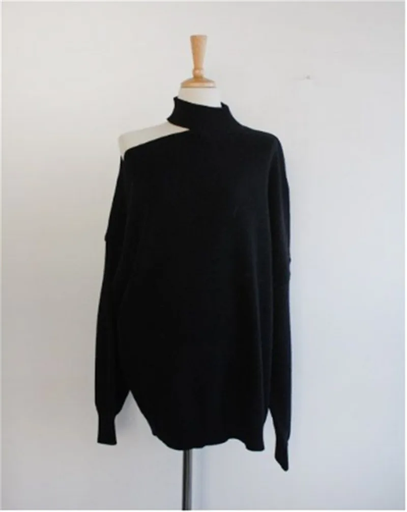 RUGOD New autumn korean chic sweater pullovers o neck off-shoulder solid knit pull fashion female elegant temperament tops