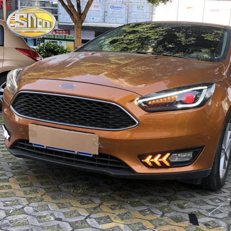 Для Ford Focus 3 MK3 2015 2016 2017 Габаритные огни противотуманной фары DRL с желтым лампа для