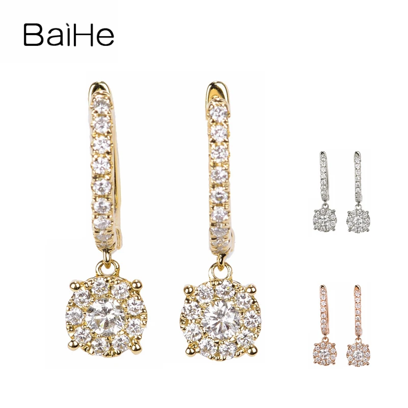BAIHE Solid 14 к розовое золото 0.50ct H/SI круглая огранка натуральный бриллиант
